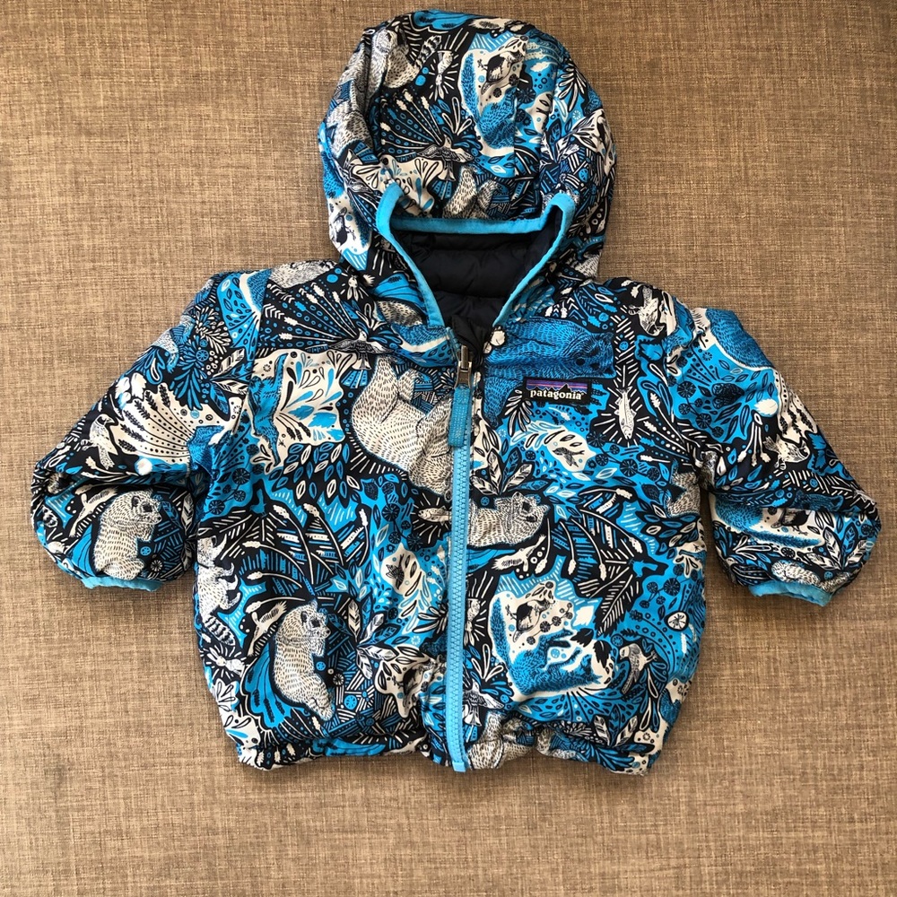 EUC Patagonia Baby Reversible Down Sweater Hoody 6-12 months